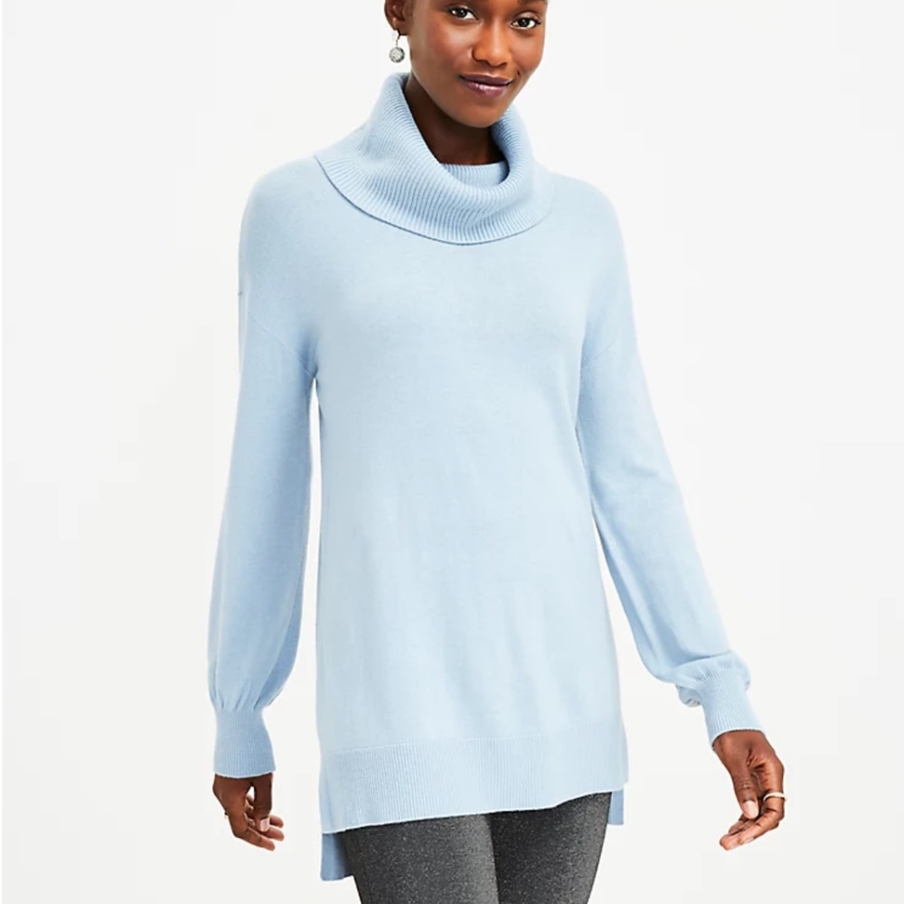 Blue Cowl Tunic Sweater